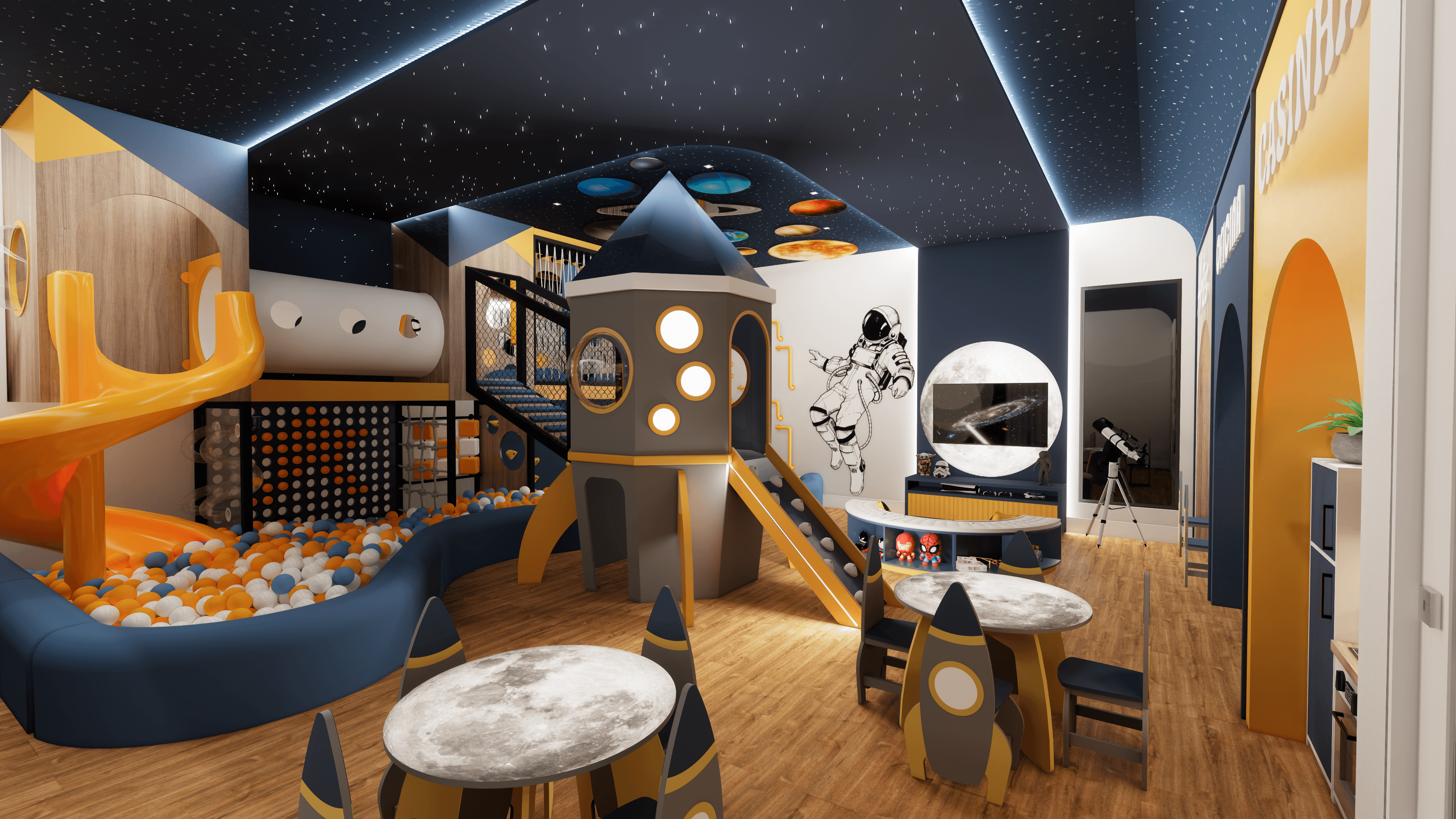 decoração playground para restaurante